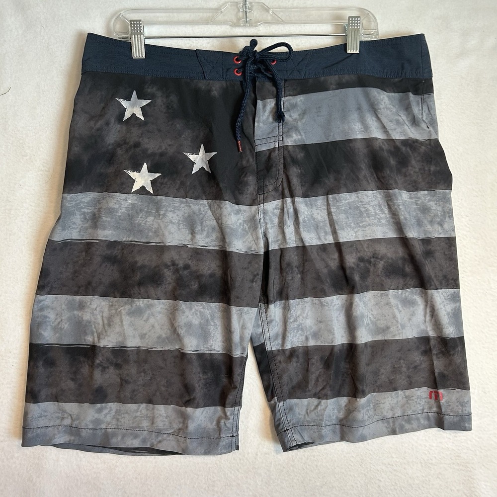 Travis Mathew Men's Board Shorts Trunks Athletics 10" Inseam Stars Gray Size 36
